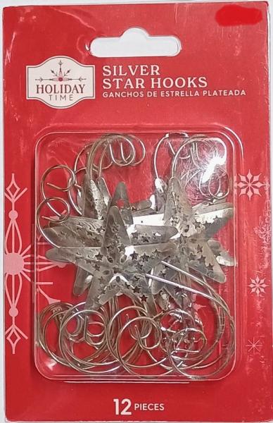 HOLIDAY Time 'Silver Star Hooks' Weihnachtsbaumhänger 12 Teile Import USA